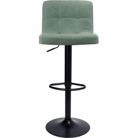 Sgabello con seduta regolabile tessuto verde e base metallo nero opaco - Mokav (1/4)