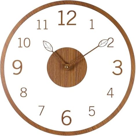 Horloge murale 12 pouces acrylique et bois, silencieuse, sans tic-tac, à piles, moderne pour chambre, salon, cuisine (1/5)