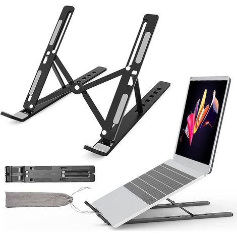 Echo Laptopständer, höhenverstellbar, faltbar, Aluminium, abnehmbar, 10–15,6 Zoll, Schwarz (1/5)