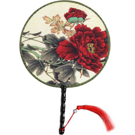 Éventail à main rond à double face, style chinois ancien, éventail à main classique de palais (1/4)