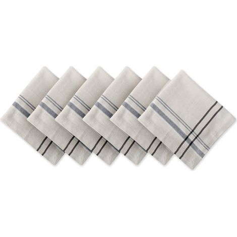 Dessus de Table 100% Coton Rayures françaises, Noir, Napkin (1/5)