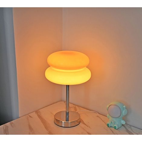 lampe de table champignon en verre style bauhaus jaune pamplemousse double couche lampe chevet veilleuse ambiance maison 20x32 cm (1/3)