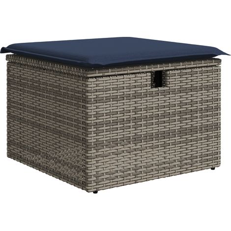 vidaXL Taburete de Jardín Gris 55 x 55 x 37 cm ratán sintético (1/2)