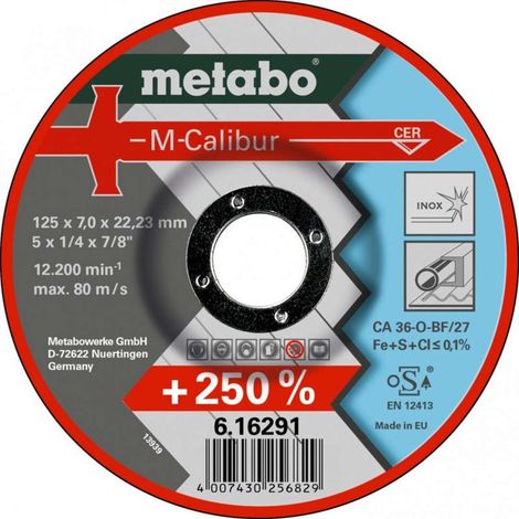 Metabo 616291000 Disco de tronzar plano amoladora angular CA 46-U M-Calibur para inoxidable 125x7x22,23 mm (Envase 25 Ud)