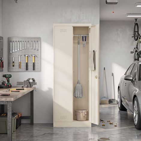 Armoire à balais, armoire multifonctionnelle en acier, armoire de rangement avec compartiment (1/5)