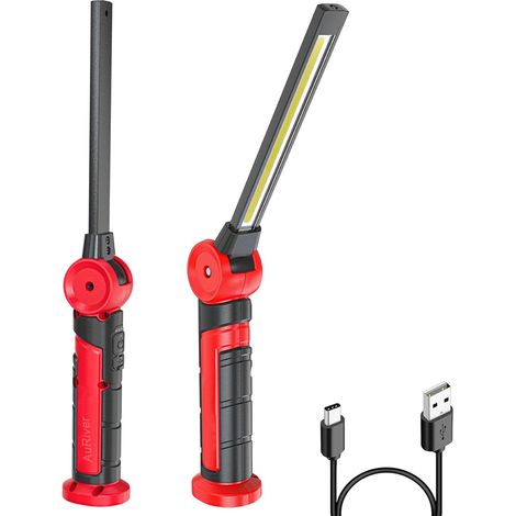 Lampe de travail LED 4000 mAh - Lampe de poche avec aimants 120° rotation - 3 modes d'éclairage COB - Réparation automobile, inspection, garage, urgence (1/5)