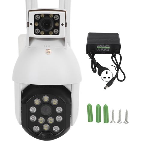 Caméra WiFi HD Intelligente Double Objectif IP66 Étanche Vision Nocturne IR Surveillance à Distance par APP Dôme 100-240V Prise UK (1/5)
