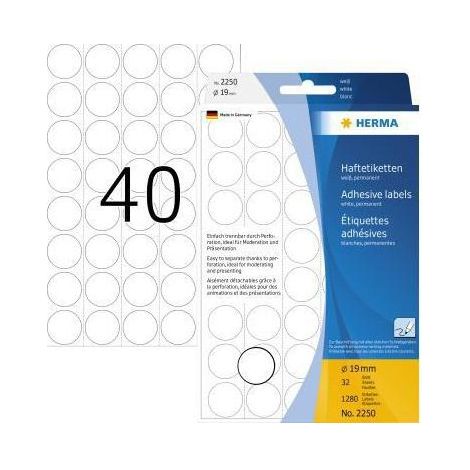 Markierungspunkt 19mm Papier weiß 1.280 Etik./Pack. 19mm Papier weiß 1.280 Etik./Pack. (1/4)