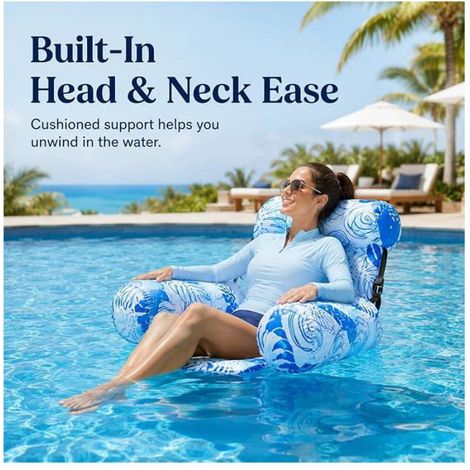 Chaise longue gonflable pour piscine, fauteuil flottant robuste pour adulte, bouée de piscine résistante, accessoire de piscine (1/5)