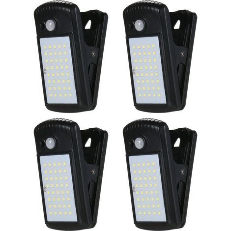 Lampe solaire extérieure à pince avec détecteur de mouvement, 40 LED, étanche IP65, pour clôture, terrasse, mur, garage ou patio. (1/5)