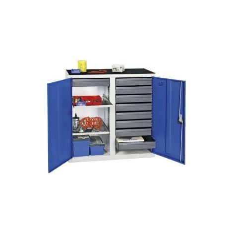 Stumpf Armadio  attrezzi e  materiali Serie  3000 grigio  chiaro /  blu genziana  9 cassetti  100 mm  + 2  ripiani estraibili  - 3002974