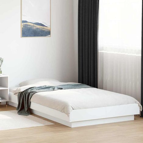 Cadre de lit LED RVB blanc avec sommier à lattes 100 x 200 cm, sans matelas - PANGIVO (1/5)