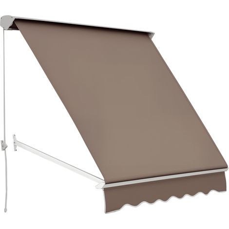Store banne Manuel Inclinaison réglable Aluminium Polyester imperméabilisé 70L x 180 L cm Taupe Clair