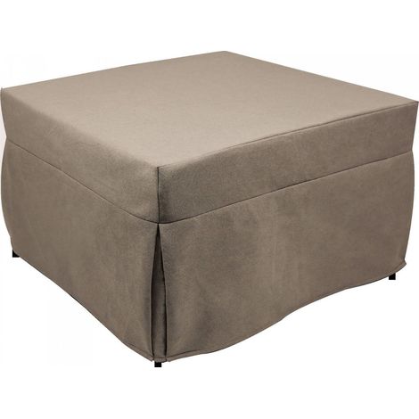 Dmora Puof convertible en lit simple, Fabriqué en Italie, Lit pliant, Pouf en tissu amovible et peu encombrant pour le salon, cm 78x78 / 195h45, Gris tourterelle