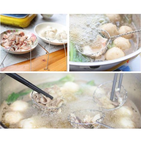 Passoire à fondue en acier inoxydable avec long manche, chinois de cuisine pour fromage (1/5)