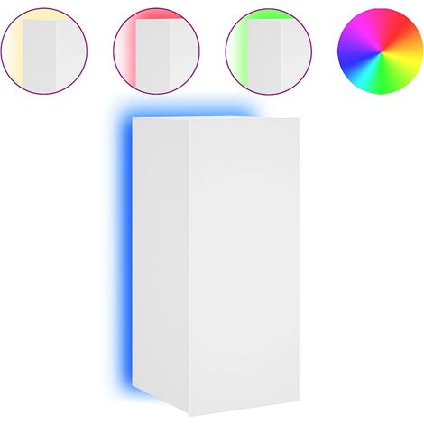 Mobile TV Armadietto TV Mobile Porta TV a Parete con Luci LED Bianco 30,5x35x70 cm (1/4)