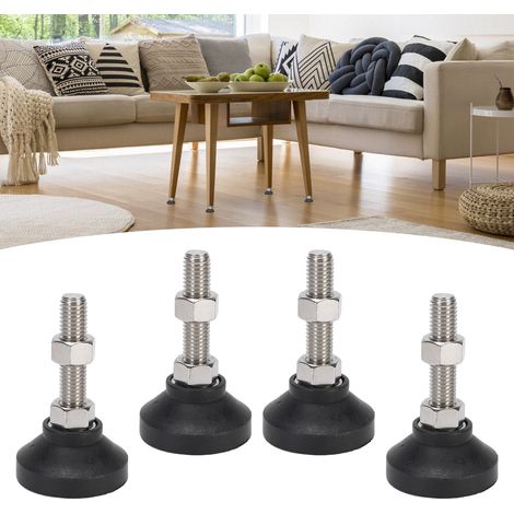 4 pieds de support en nylon noir réglables pour table, chaise, établi, étagère (1/5)