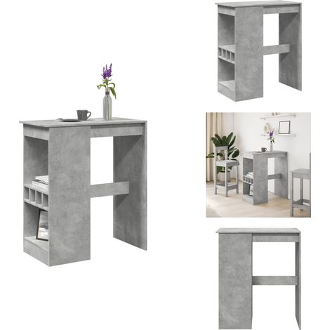 Table de bar avec étagères gris béton bois d'ingénierie - Table De Bar - Tables De Bar - Table De Pub - Table De Bar De Cuisine (1/5)