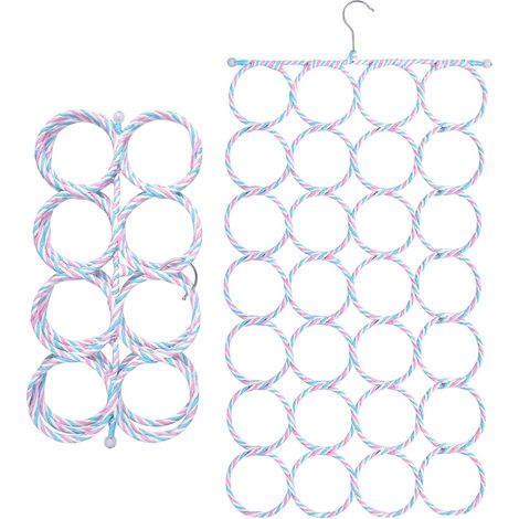 Porte-écharpes pliable, 28 trous, pour foulards, cravates, ceintures. Couleur aléatoire. (1/5)
