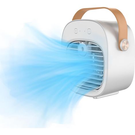 Mini raffrescatore d'aria ricaricabile bianco - 4000 mAh - Condizionatore d'aria personale USB - 3 velocità - Raffreddamento evaporativo silenzioso - Camera da letto - Ufficio - Tenda - 4000 m (1/5)