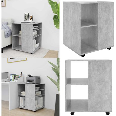 Mobiletto con Ruote Grigio Cemento 60x53x72cm Legno Multistrato - Mobiletto in legno - Mobiletto grigio cemento