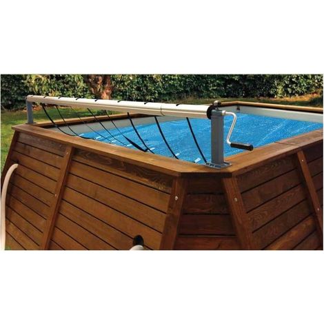 Enrouleur de bâche de piscine hors sol – Armature en aluminium – Résistant à la corrosion – Compatible D. 80mm – Pour piscines jusqu'à 5.49m – Piscineo (1/2)