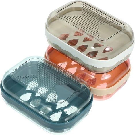 Portasapone - 3 pezzi - Porta sapone - Scatola sapone da viaggio - Con coperchio - Rimovibile - Portatile - Portasapone portatile - Accessori per il bagno - Scatola sapone da viaggio - Per (1/5)