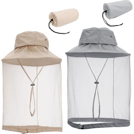 Lot de 2 chapeaux d'apiculteur avec filet anti-moustique - Pour homme et femme - Pour le jardinage, la jungle, la pêche