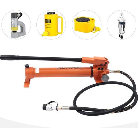 Pompe hydraulique manuelle manuelle CP-700 orange avec tuyau et soupape de sécurité à utiliser avec des vérins hydrauliques