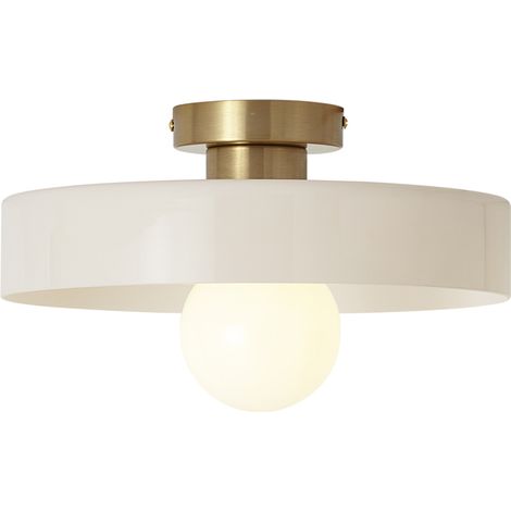 QAZQA Plafoniera retrò bronzo con vetro beige - Jina