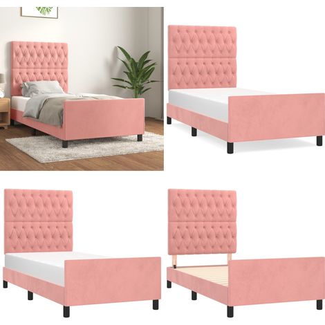 Bettgestell mit Kopfteil Rosa 90x190 cm Samt - Samtsofa - Rosa Sofa - Doppelbett - Boxspringbetten - Bettenrahmen - Home & Living (1/5)