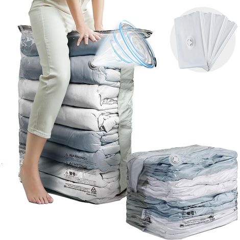 Lot de 4 sacs de rangement sous vide extra larges, réutilisables, pour couettes, couvertures et linge de lit. Gain de place et compression.-AquaForge (1/5)