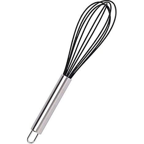 Fouet de cuisine en silicone, mini fouet ballon, batteur à œufs manuel en acier inoxydable et silicone avec revêtement antiadhésif, pour mélanger, fouetter, battre, remuer, cuisiner et pâtisser. (1/5)