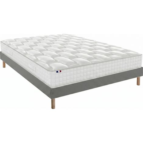 Ensemble matelas ressorts H24cm sommier en kit 140x190cm gris (1/5)