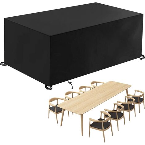 YMYNY Wasserdichte Gartenmöbelabdeckungen, 420D Oxford-Gewebe, rechteckige Möbelabdeckungen für Terrassentische und -stühle im Freien – Schwarz  270 x 180 x 89 cm