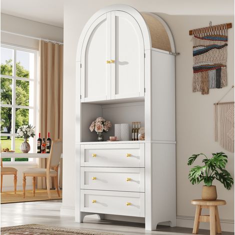 meuble rangement buffet arche 3 tiroirs blanc MDF 180 cm OKMYHOME (1/5)