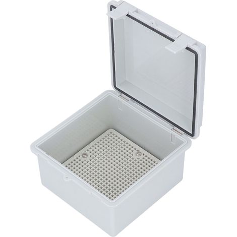 Boîtier électrique étanche extérieur avec charnière et clip de fixation, 15 x 15 x 9 cm, indice de protection IP67, boîtier de jonction universel pour bricolage, en plastique ABS gris. (1/5)