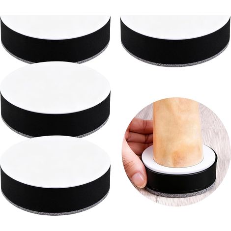 Furniture raiser, table leg riser, self-adhesive furniture jacks, sofa jacks, 3 cm furniture jacks for chairs, cabinets, beds, tables (4 pieces, circular, black) (1/5)