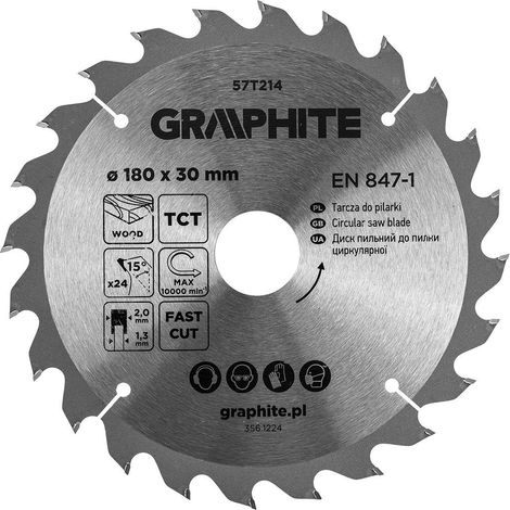 Graphite Kreissägeblatt 57t214 180 mm 24 Zähne
