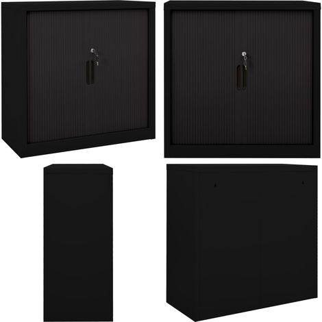Schiebetürenschrank Stahl 90x40x90 cm Stahl - Schiebetürschränke - Stauraum - Garderobe - Metallschrank - Schwarzer Schrank - Home & Living