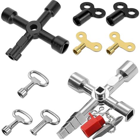 Lot de 9 clés de purge de radiateur, clés universelles pour robinet, clés de purge pour radiateurs, compteurs électriques et ascenseurs (1/5)