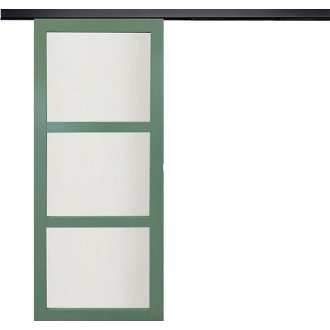Porta Scorrevole in Vetro Verde H204 x L73 + listello nero
