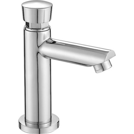 Grifo "Indic" con conexión de 1/2” para lavabo alto con temporizador y atomizador fabricado en latón cromado