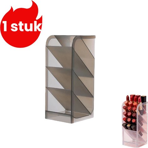 porte stylo de bureau en verre dépoli boîte de rangement inclinée pour cosmétiques tube de rangement multifonctionnel pour fournitures de bureau couleur gris transparent (1/5)