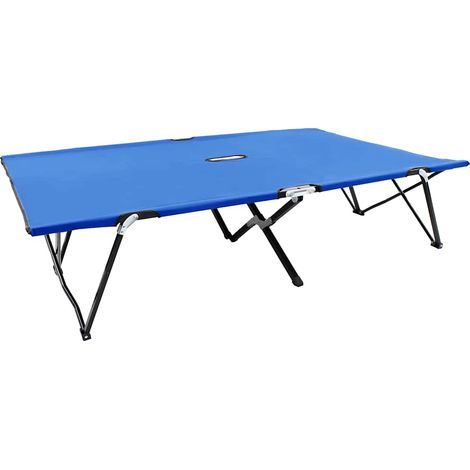 Lettino Prendisole Pieghevole Due Persone Blu in Acciaio vidaXL (1/5)