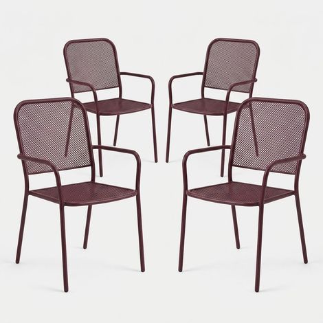 Lot de 4 chaises empilables de jardin en fer avec accoudoirs (1/3)