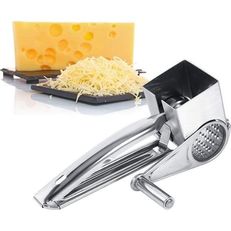 Grattugia per formaggio rotante in acciaio inox. Grattugia manuale. Facile da usare e da pulire. Per parmigiano, zenzero e cioccolato. (1/5)