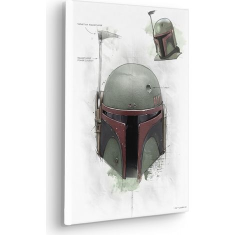 Tableau mural Star Wars Boba Fett Helmet Sketch 40x30 cm