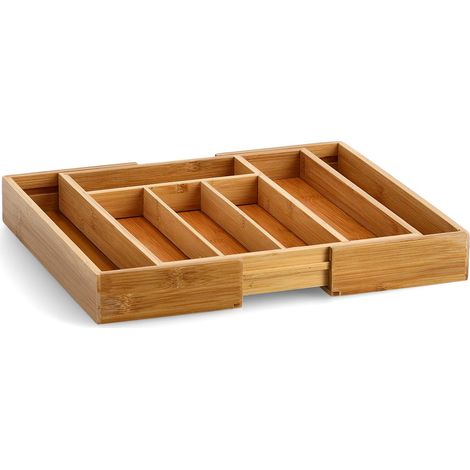 Bac à Couverts Extensible Bambou Brun 33,5 x 29 x 5 cm (1/2)