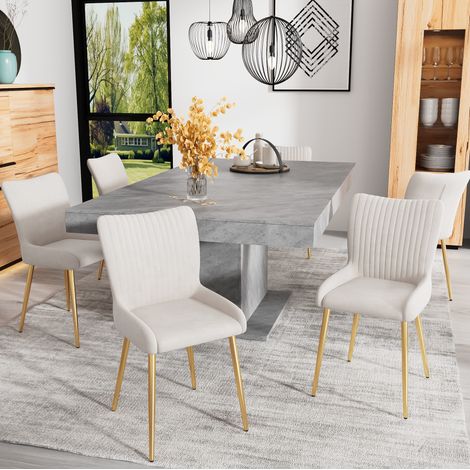 sedia sala da pranzo in velluto beige con gambe oro OKMYHOME (1/5)